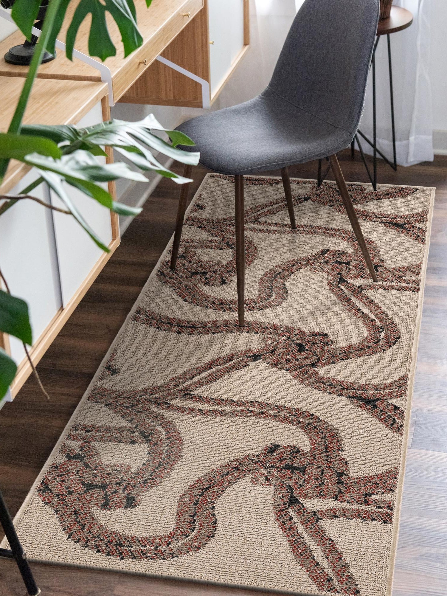 Beige 2' x 8' Outdoor Coastal Runner Area Rug Weather Resistant for Patio, Deck, Terrace, Balcony, Porch 100% Polypropylene Coastal Decor Carpet for Sale at Rug Engine