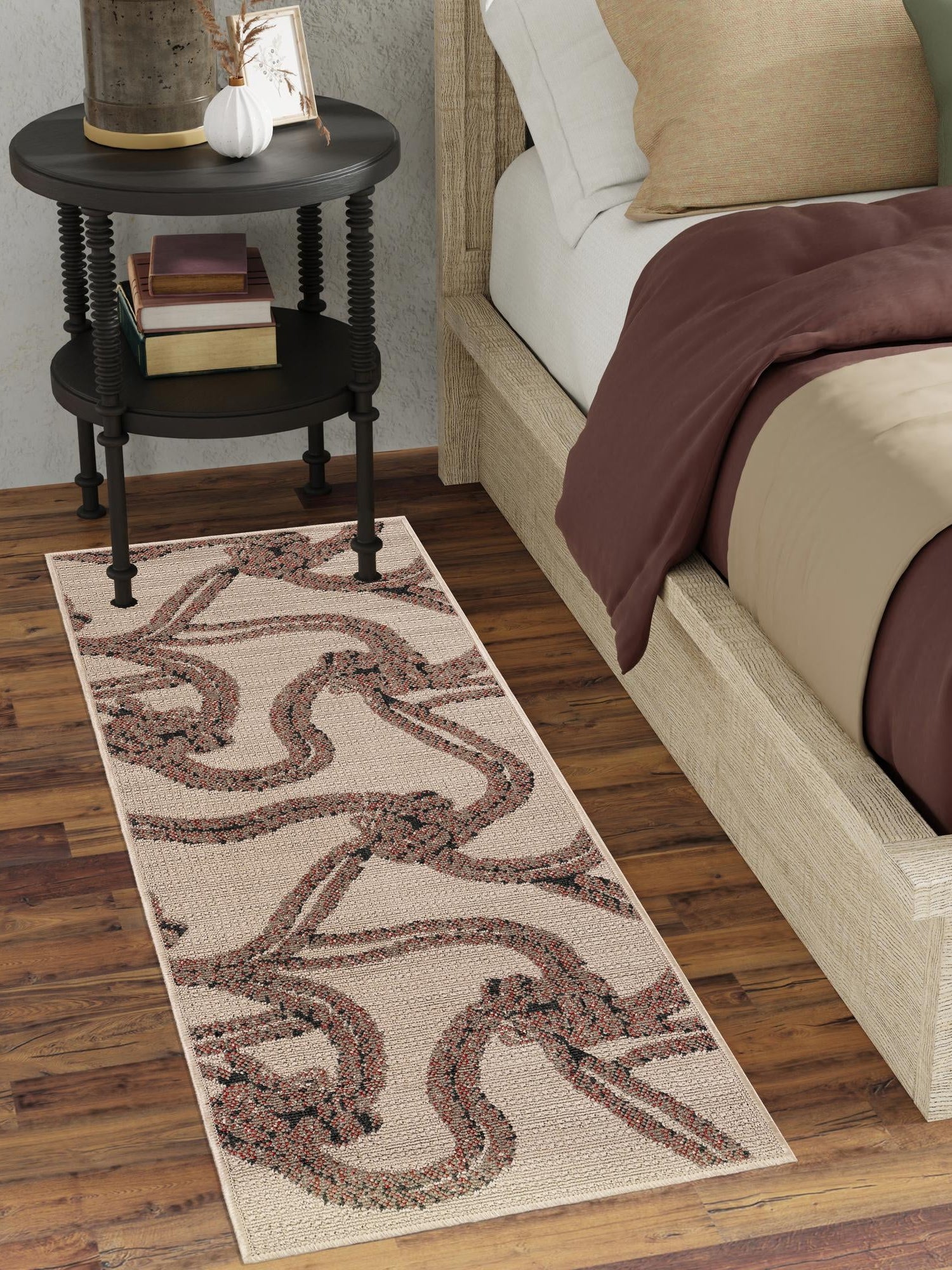 Beige 2' x 6' 1 Outdoor Coastal Runner Area Rug Weather Resistant for Patio, Deck, Terrace, Balcony, Porch 100% Polypropylene Coastal Decor Carpet for Sale at Rug Engine