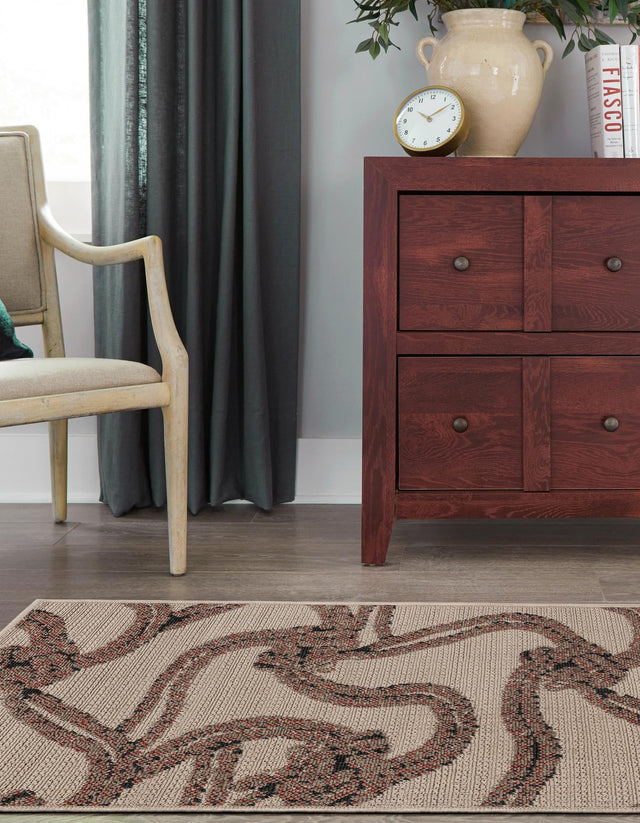 Beige 2' x 5' 1 Outdoor Coastal Runner Area Rug Weather Resistant for Patio, Deck, Terrace, Balcony, Porch 100% Polypropylene Coastal Decor Carpet for Sale at Rug Engine