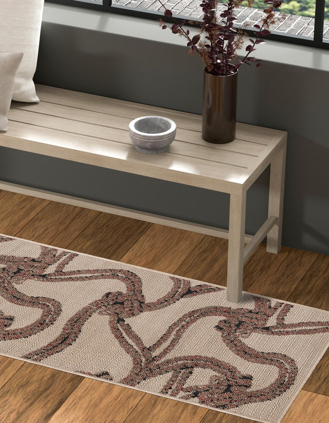 Beige 2' x 5' 1 Outdoor Coastal Runner Area Rug Weather Resistant for Patio, Deck, Terrace, Balcony, Porch 100% Polypropylene Coastal Decor Carpet for Sale at Rug Engine