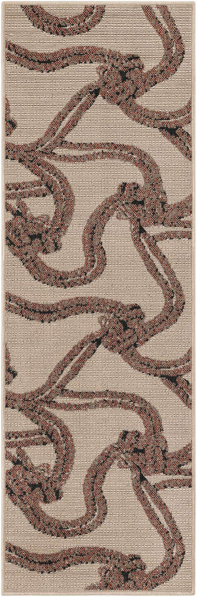 Beige 2' x 6' 1 Outdoor Coastal Runner Area Rug Weather Resistant for Patio, Deck, Terrace, Balcony, Porch 100% Polypropylene Coastal Decor Carpet for Sale at Rug Engine