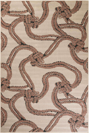 Beige 6' 1 x 9' Outdoor Coastal Rectangle Area Rug Weather Resistant for Patio, Deck, Terrace, Balcony, Porch 100% Polypropylene Coastal Decor Carpet for Sale at Rug Engine