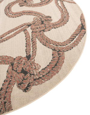 Beige 4' 1 x 4' 1 Outdoor Coastal Round Area Rug Weather Resistant for Patio, Deck, Terrace, Balcony, Porch 100% Polypropylene Coastal Decor Carpet for Sale at Rug Engine