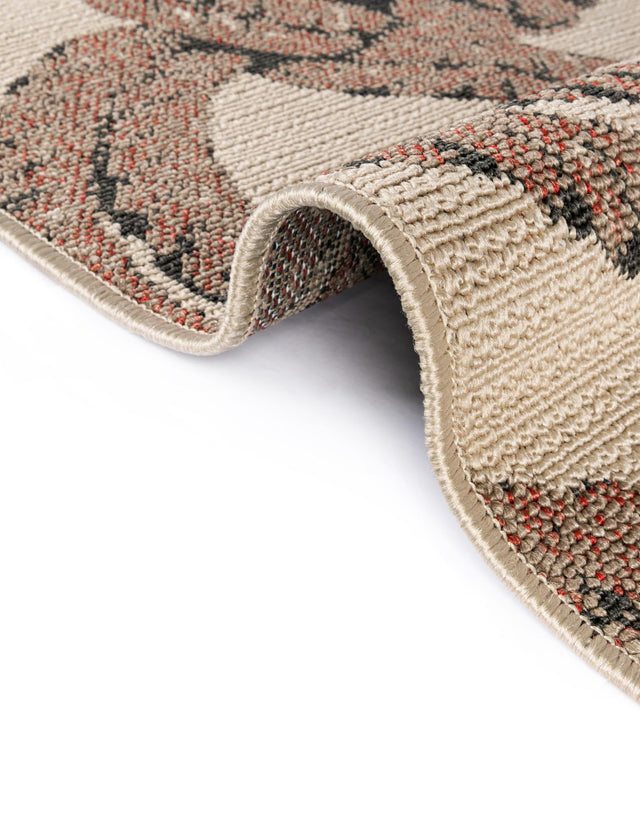 Beige 3' 1 x 3' 1 Outdoor Coastal Round Area Rug Weather Resistant for Patio, Deck, Terrace, Balcony, Porch 100% Polypropylene Coastal Decor Carpet for Sale at Rug Engine