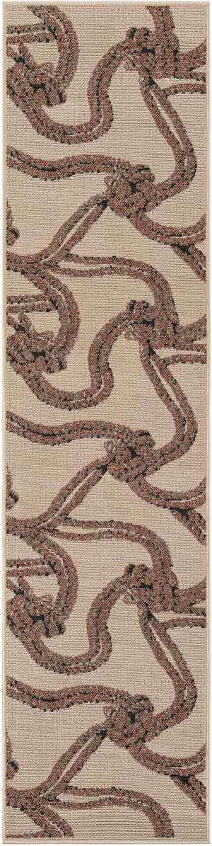 Beige 2' x 8' Outdoor Coastal Runner Area Rug Weather Resistant for Patio, Deck, Terrace, Balcony, Porch 100% Polypropylene Coastal Decor Carpet for Sale at Rug Engine