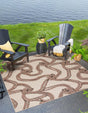 Beige 7' 10 x 7' 10 Outdoor Coastal Square Area Rug Weather Resistant for Patio, Deck, Terrace, Balcony, Porch 100% Polypropylene Coastal Decor Carpet for Sale at Rug Engine