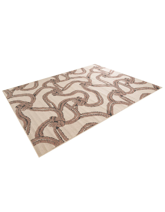 Beige 7' 10 x 10' Outdoor Coastal Rectangle Area Rug Weather Resistant for Patio, Deck, Terrace, Balcony, Porch 100% Polypropylene Coastal Decor Carpet for Sale at Rug Engine