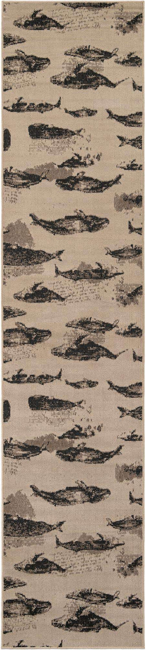 Beige 2' 7 x 12' Outdoor Coastal Runner Area Rug Weather Resistant for Patio, Deck, Terrace, Balcony, Porch 100% Polypropylene Coastal Decor Carpet for Sale at Rug Engine