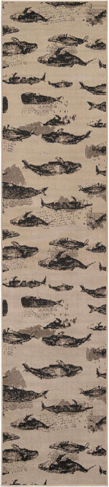 Beige 2' 7 x 12' Outdoor Coastal Runner Area Rug Weather Resistant for Patio, Deck, Terrace, Balcony, Porch 100% Polypropylene Coastal Decor Carpet for Sale at Rug Engine