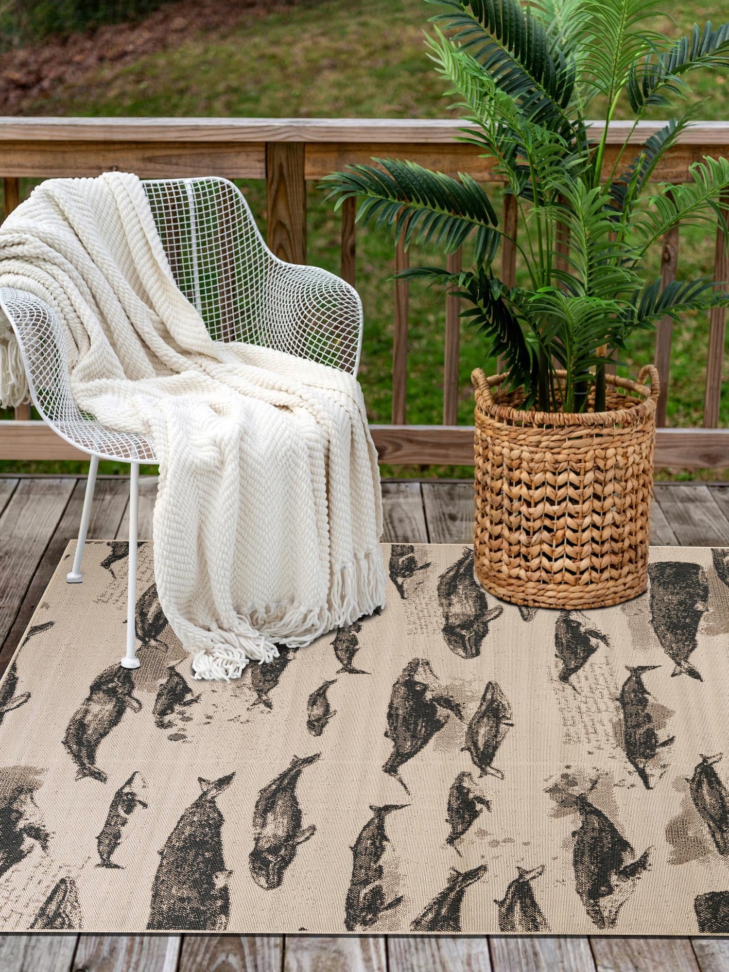 Beige 2' x 3' 1 Outdoor Coastal Rectangle Area Rug Weather Resistant for Patio, Deck, Terrace, Balcony, Porch 100% Polypropylene Coastal Decor Carpet for Sale at Rug Engine