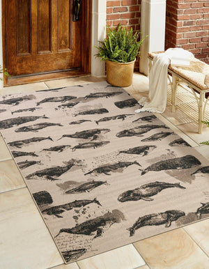 Beige 2' x 3' 1 Outdoor Coastal Rectangle Area Rug Weather Resistant for Patio, Deck, Terrace, Balcony, Porch 100% Polypropylene Coastal Decor Carpet for Sale at Rug Engine