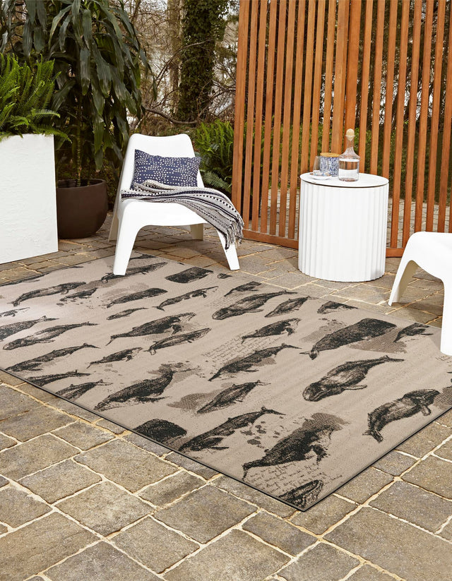 Beige 2' x 3' 1 Outdoor Coastal Rectangle Area Rug Weather Resistant for Patio, Deck, Terrace, Balcony, Porch 100% Polypropylene Coastal Decor Carpet for Sale at Rug Engine