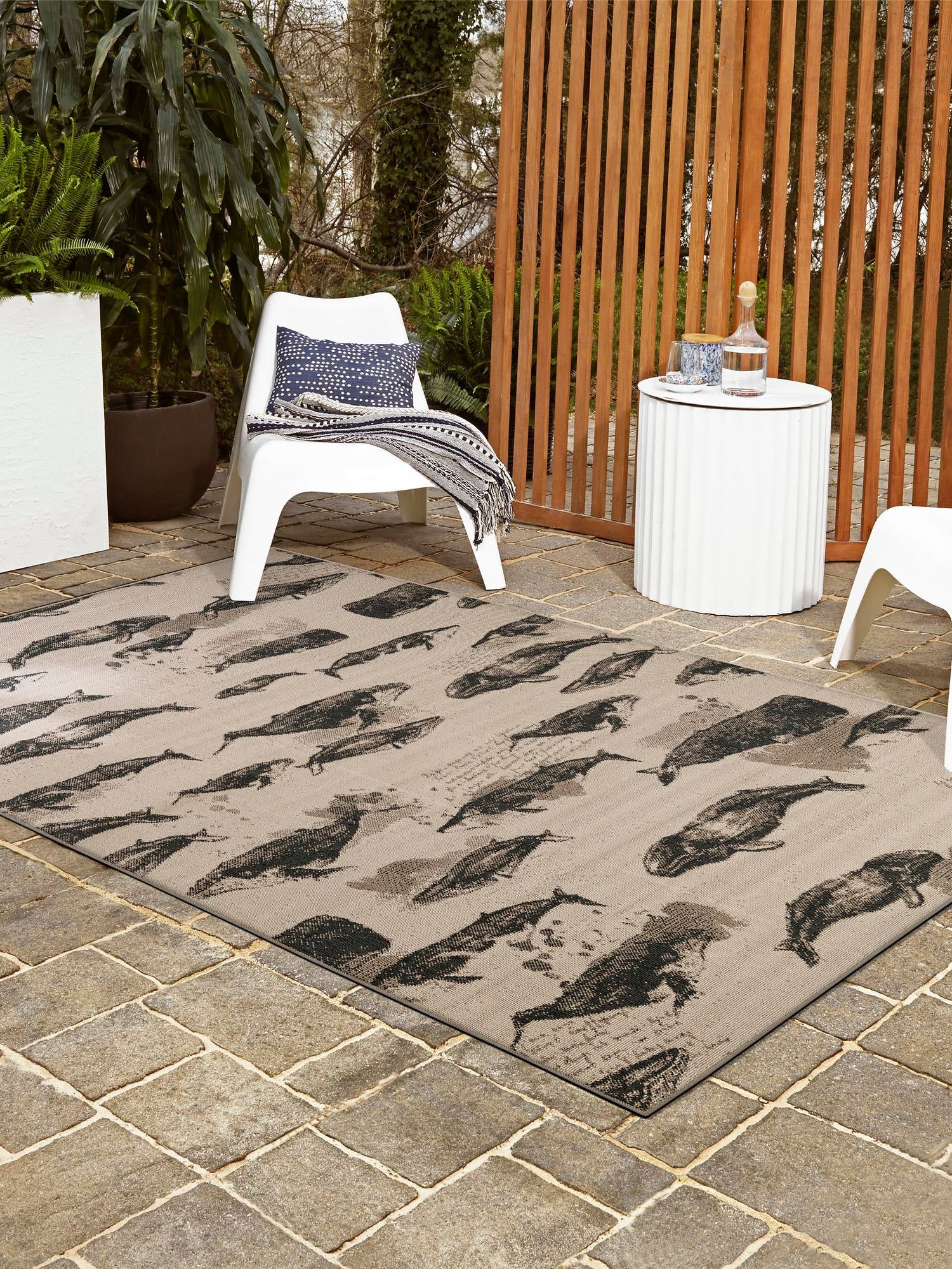 Beige 6' 1 x 9' Outdoor Coastal Rectangle Area Rug Weather Resistant for Patio, Deck, Terrace, Balcony, Porch 100% Polypropylene Coastal Decor Carpet for Sale at Rug Engine