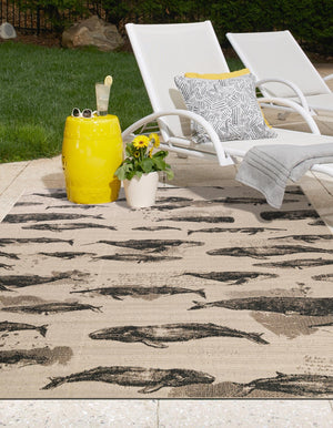 Beige 2' x 3' 1 Outdoor Coastal Rectangle Area Rug Weather Resistant for Patio, Deck, Terrace, Balcony, Porch 100% Polypropylene Coastal Decor Carpet for Sale at Rug Engine