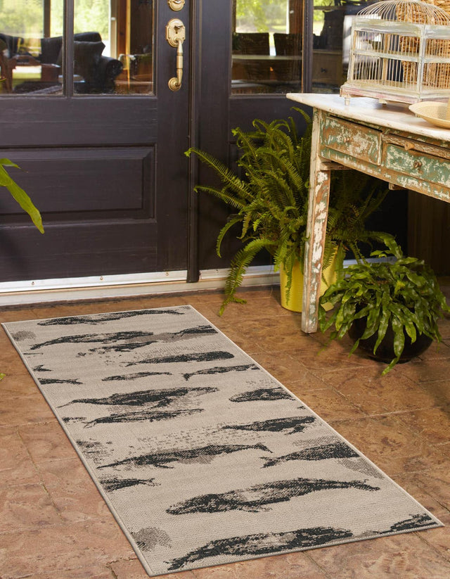 Beige 2' 7 x 10' Outdoor Coastal Runner Area Rug Weather Resistant for Patio, Deck, Terrace, Balcony, Porch 100% Polypropylene Coastal Decor Carpet for Sale at Rug Engine