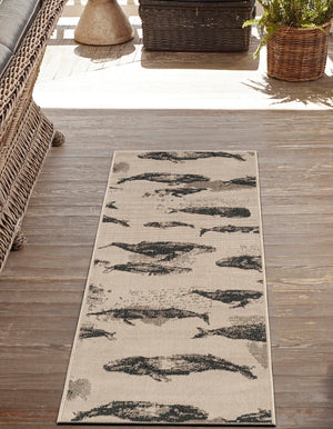 Beige 2' 7 x 12' Outdoor Coastal Runner Area Rug Weather Resistant for Patio, Deck, Terrace, Balcony, Porch 100% Polypropylene Coastal Decor Carpet for Sale at Rug Engine