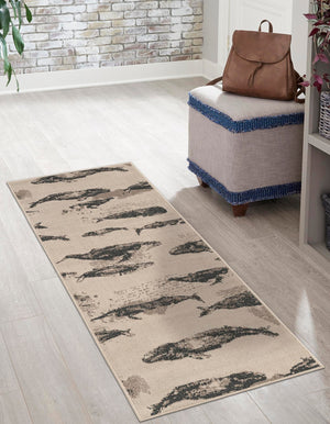 Beige 2' x 6' 1 Outdoor Coastal Runner Area Rug Weather Resistant for Patio, Deck, Terrace, Balcony, Porch 100% Polypropylene Coastal Decor Carpet for Sale at Rug Engine