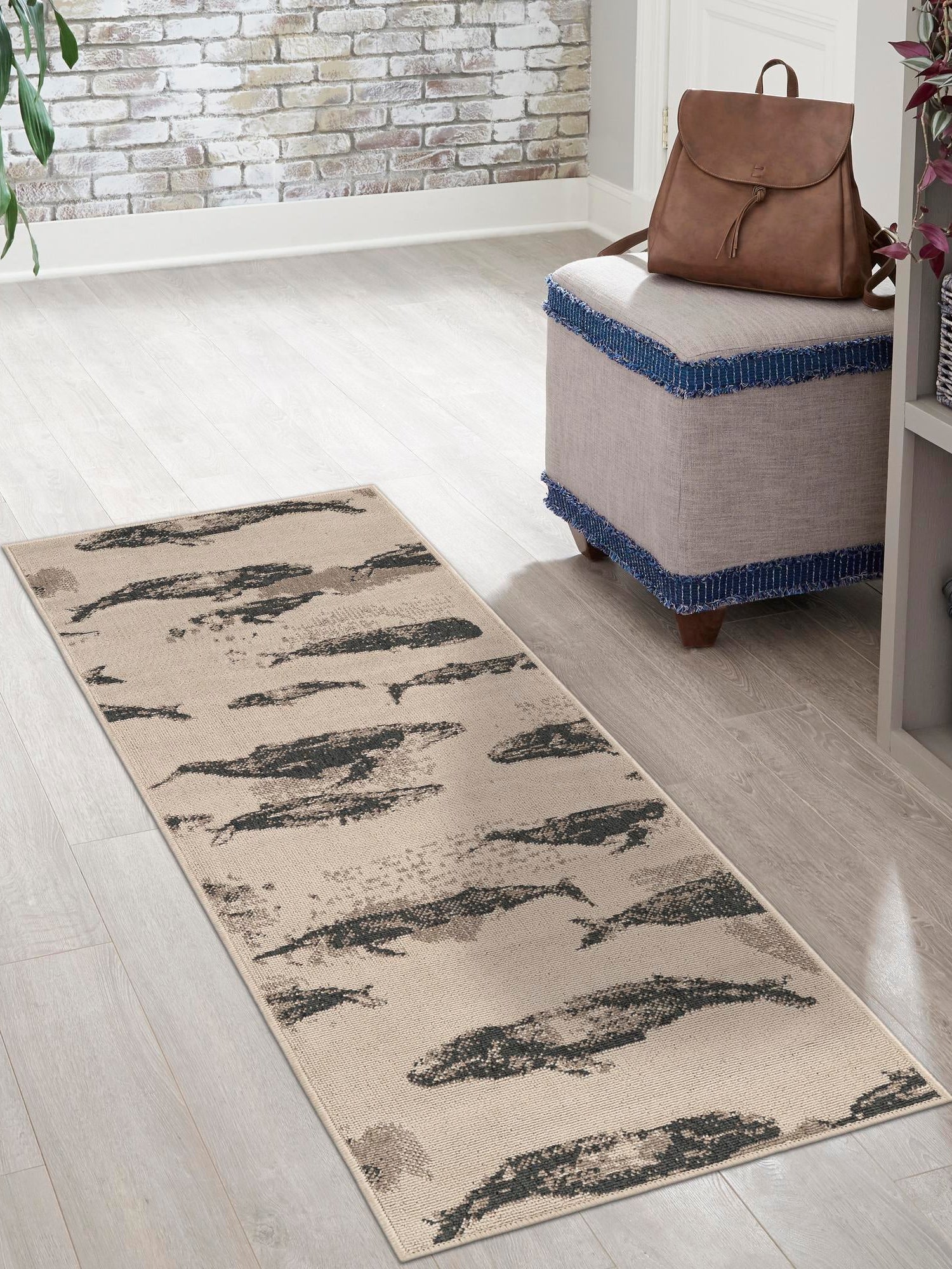 Beige 2' x 8' Outdoor Coastal Runner Area Rug Weather Resistant for Patio, Deck, Terrace, Balcony, Porch 100% Polypropylene Coastal Decor Carpet for Sale at Rug Engine
