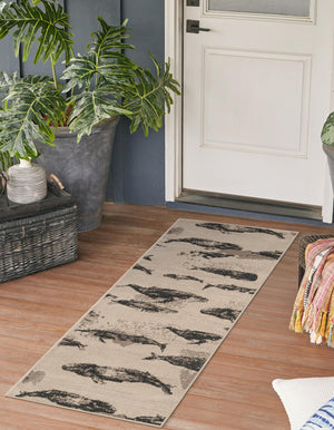 Beige 2' 7 x 12' Outdoor Coastal Runner Area Rug Weather Resistant for Patio, Deck, Terrace, Balcony, Porch 100% Polypropylene Coastal Decor Carpet for Sale at Rug Engine