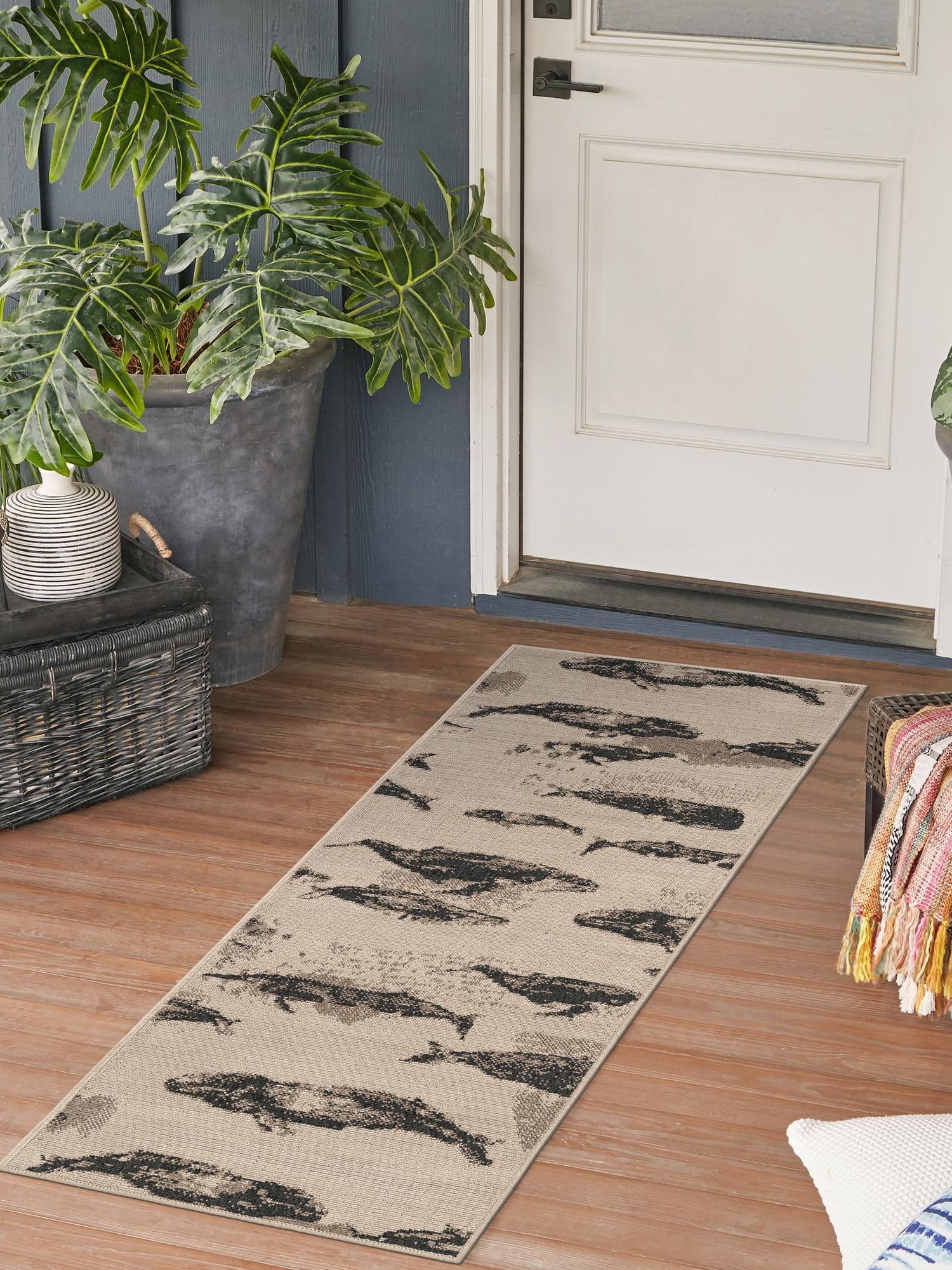 Beige 2' x 8' Outdoor Coastal Runner Area Rug Weather Resistant for Patio, Deck, Terrace, Balcony, Porch 100% Polypropylene Coastal Decor Carpet for Sale at Rug Engine