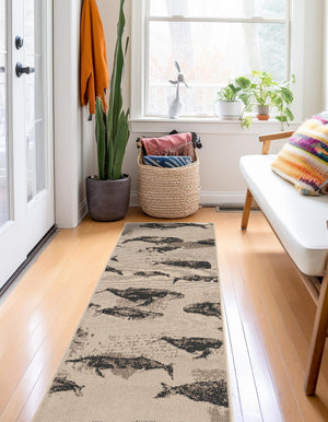 Beige 2' x 6' 1 Outdoor Coastal Runner Area Rug Weather Resistant for Patio, Deck, Terrace, Balcony, Porch 100% Polypropylene Coastal Decor Carpet for Sale at Rug Engine