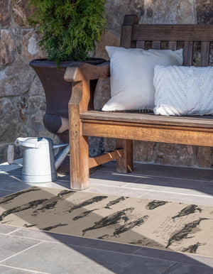 Beige 2' 7 x 12' Outdoor Coastal Runner Area Rug Weather Resistant for Patio, Deck, Terrace, Balcony, Porch 100% Polypropylene Coastal Decor Carpet for Sale at Rug Engine