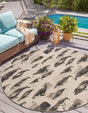 Beige 5' 1 x 5' 1 Outdoor Coastal Round Area Rug Weather Resistant for Patio, Deck, Terrace, Balcony, Porch 100% Polypropylene Coastal Decor Carpet for Sale at Rug Engine