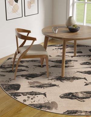 Beige 3' 1 x 3' 1 Outdoor Coastal Round Area Rug Weather Resistant for Patio, Deck, Terrace, Balcony, Porch 100% Polypropylene Coastal Decor Carpet for Sale at Rug Engine