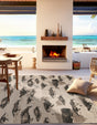 Beige 7' 10 x 7' 10 Outdoor Coastal Square Area Rug Weather Resistant for Patio, Deck, Terrace, Balcony, Porch 100% Polypropylene Coastal Decor Carpet for Sale at Rug Engine