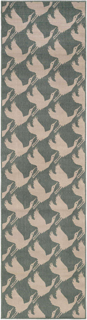Stone Blue 2' 7 x 10' Outdoor Coastal Runner Area Rug Weather Resistant for Patio, Deck, Terrace, Balcony, Porch 100% Polypropylene Coastal Decor Carpet for Sale at Rug Engine