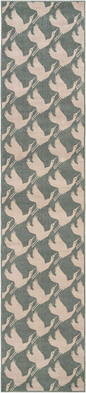 Stone Blue 2' 7 x 12' Outdoor Coastal Runner Area Rug Weather Resistant for Patio, Deck, Terrace, Balcony, Porch 100% Polypropylene Coastal Decor Carpet for Sale at Rug Engine