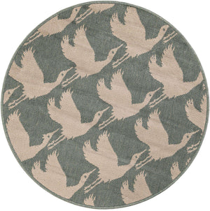 Stone Blue 3' 1 x 3' 1 Outdoor Coastal Round Area Rug Weather Resistant for Patio, Deck, Terrace, Balcony, Porch 100% Polypropylene Coastal Decor Carpet for Sale at Rug Engine