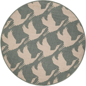Stone Blue 4' 1 x 4' 1 Outdoor Coastal Round Area Rug Weather Resistant for Patio, Deck, Terrace, Balcony, Porch 100% Polypropylene Coastal Decor Carpet for Sale at Rug Engine
