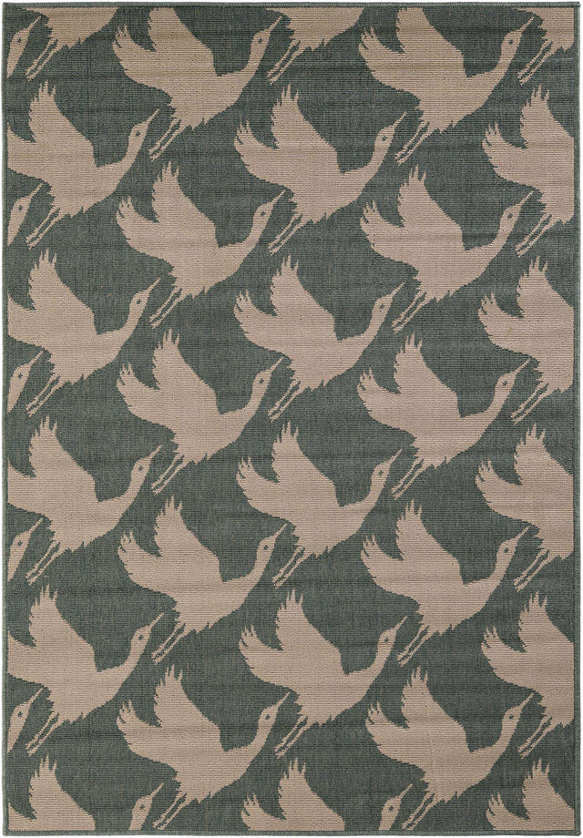 Stone Blue 4' 1 x 6' 1 Outdoor Coastal Rectangle Area Rug Weather Resistant for Patio, Deck, Terrace, Balcony, Porch 100% Polypropylene Coastal Decor Carpet for Sale at Rug Engine