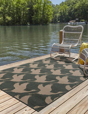Stone Blue 9' x 12' Outdoor Coastal Rectangle Area Rug Weather Resistant for Patio, Deck, Terrace, Balcony, Porch 100% Polypropylene Coastal Decor Carpet for Sale at Rug Engine