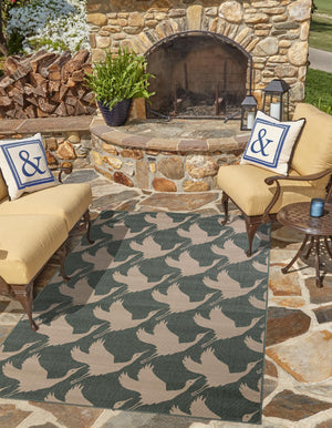 Stone Blue 5' 1 x 8' Outdoor Coastal Rectangle Area Rug Weather Resistant for Patio, Deck, Terrace, Balcony, Porch 100% Polypropylene Coastal Decor Carpet for Sale at Rug Engine