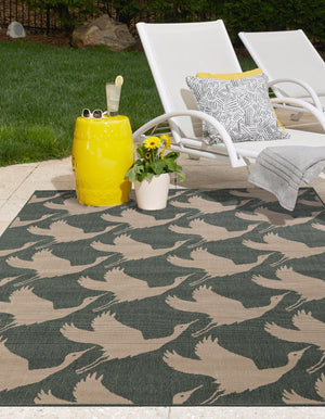 Stone Blue 5' 1 x 8' Outdoor Coastal Rectangle Area Rug Weather Resistant for Patio, Deck, Terrace, Balcony, Porch 100% Polypropylene Coastal Decor Carpet for Sale at Rug Engine