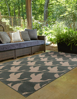 Stone Blue 7' 10 x 10' Outdoor Coastal Rectangle Area Rug Weather Resistant for Patio, Deck, Terrace, Balcony, Porch 100% Polypropylene Coastal Decor Carpet for Sale at Rug Engine