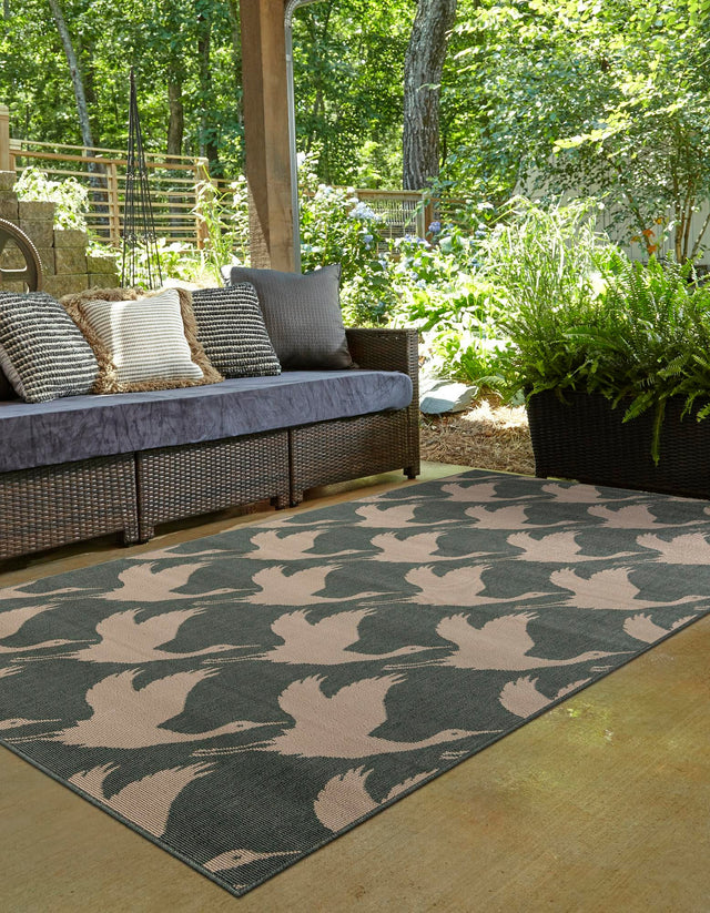 Stone Blue 7' 10 x 10' Outdoor Coastal Rectangle Area Rug Weather Resistant for Patio, Deck, Terrace, Balcony, Porch 100% Polypropylene Coastal Decor Carpet for Sale at Rug Engine