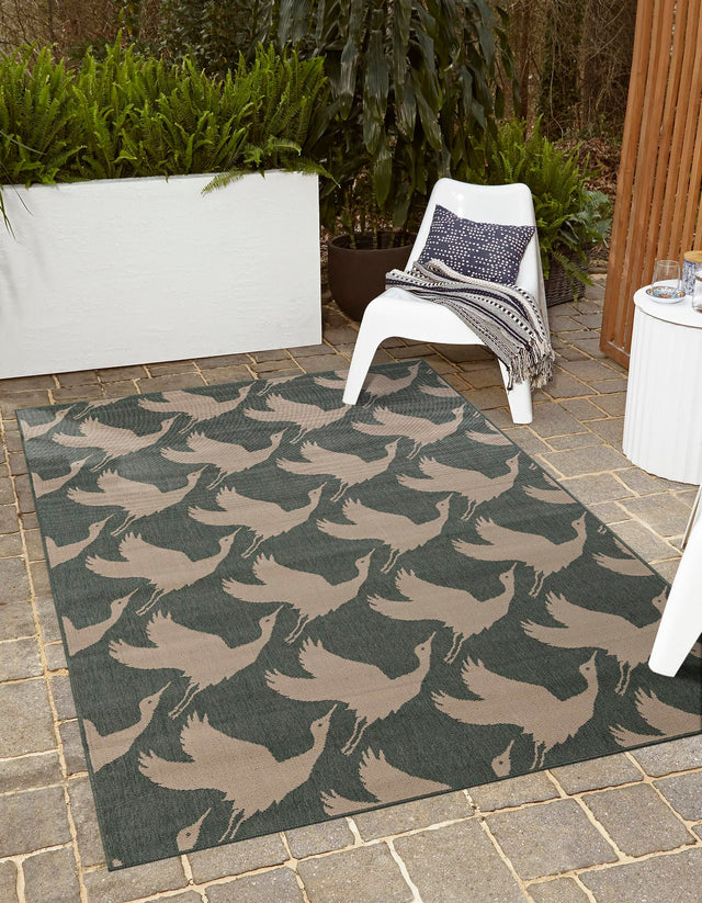 Stone Blue 7' 10 x 10' Outdoor Coastal Rectangle Area Rug Weather Resistant for Patio, Deck, Terrace, Balcony, Porch 100% Polypropylene Coastal Decor Carpet for Sale at Rug Engine