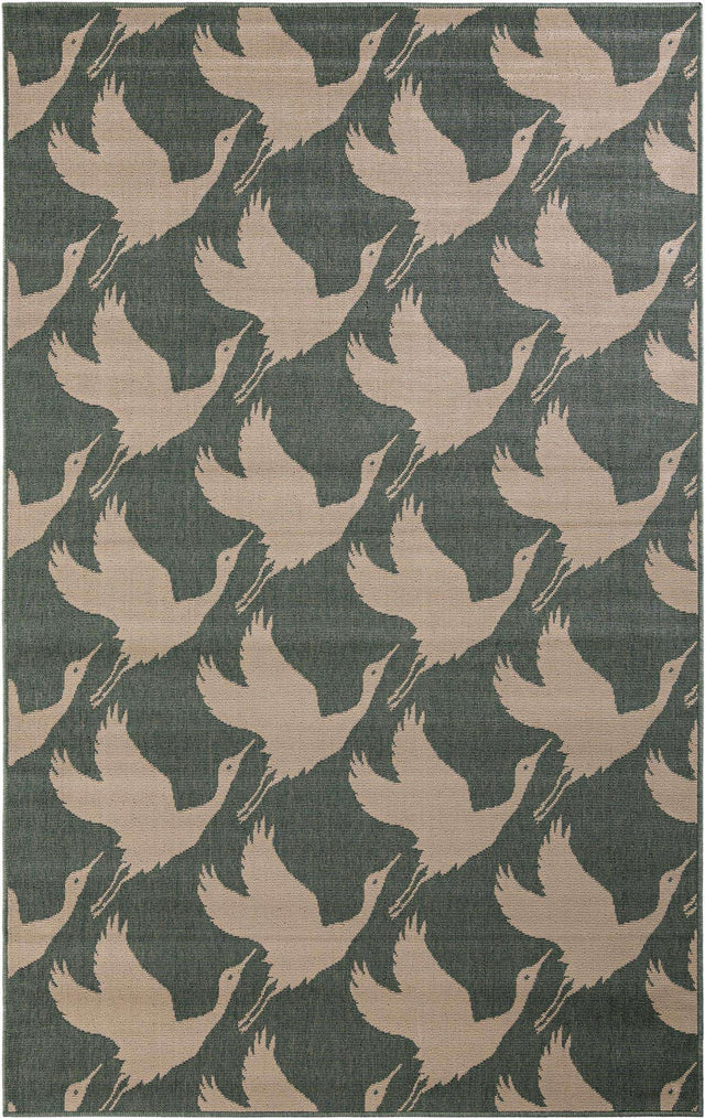 Stone Blue 5' 1 x 8' Outdoor Coastal Rectangle Area Rug Weather Resistant for Patio, Deck, Terrace, Balcony, Porch 100% Polypropylene Coastal Decor Carpet for Sale at Rug Engine