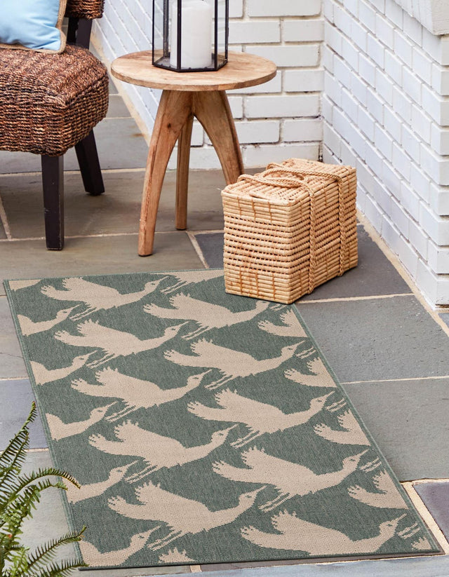 Stone Blue 2' 7 x 12' Outdoor Coastal Runner Area Rug Weather Resistant for Patio, Deck, Terrace, Balcony, Porch 100% Polypropylene Coastal Decor Carpet for Sale at Rug Engine
