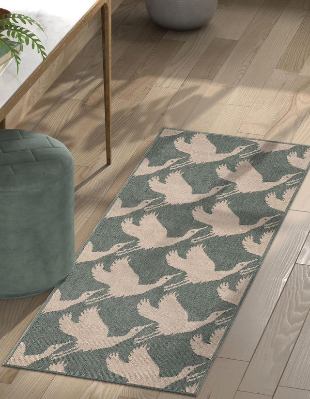 Stone Blue 2' x 8' Outdoor Coastal Runner Area Rug Weather Resistant for Patio, Deck, Terrace, Balcony, Porch 100% Polypropylene Coastal Decor Carpet for Sale at Rug Engine