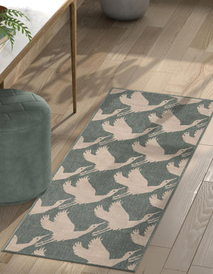 Stone Blue 2' 7 x 12' Outdoor Coastal Runner Area Rug Weather Resistant for Patio, Deck, Terrace, Balcony, Porch 100% Polypropylene Coastal Decor Carpet for Sale at Rug Engine