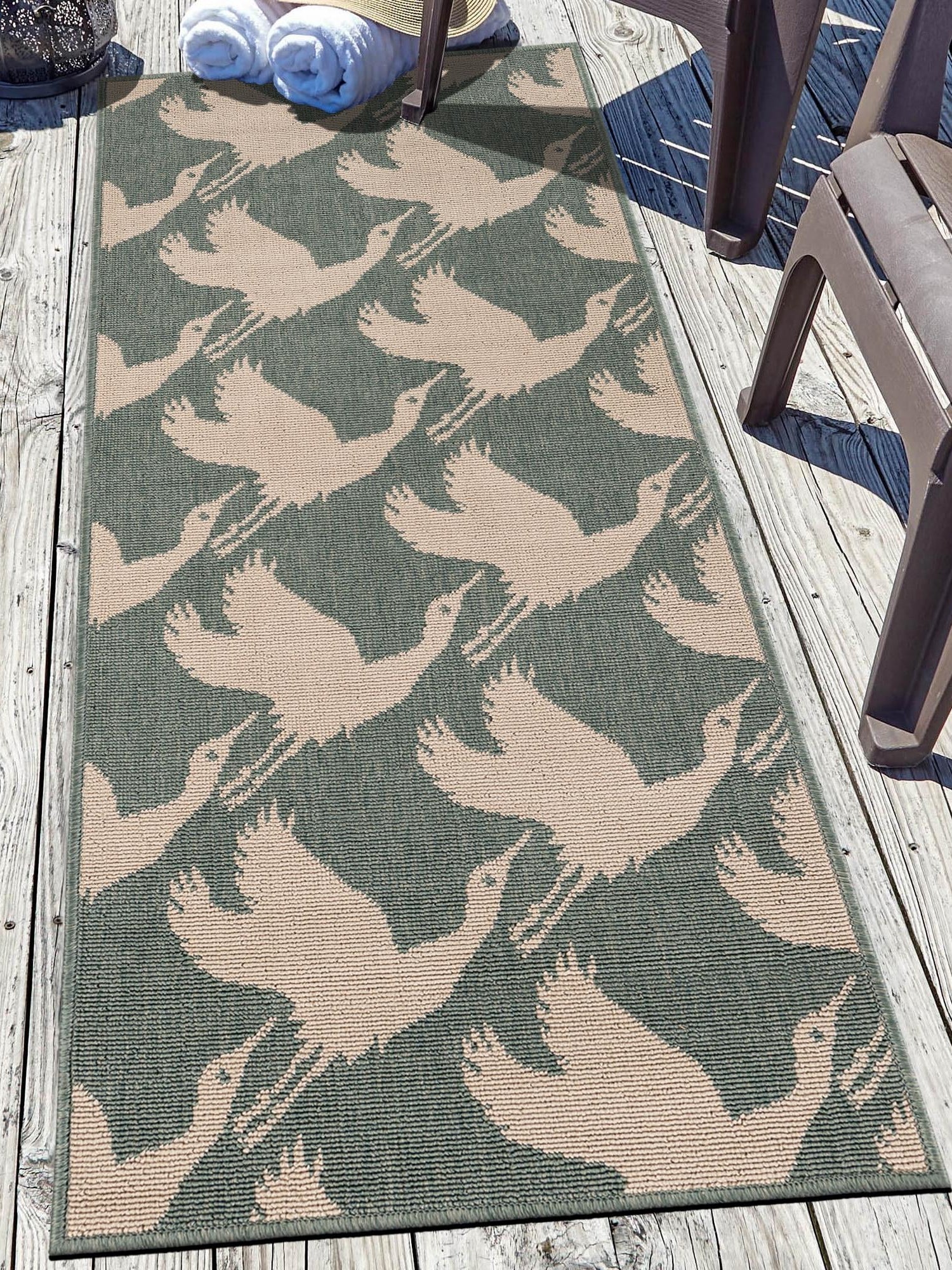Stone Blue 2' x 5' 1 Outdoor Coastal Runner Area Rug Weather Resistant for Patio, Deck, Terrace, Balcony, Porch 100% Polypropylene Coastal Decor Carpet for Sale at Rug Engine