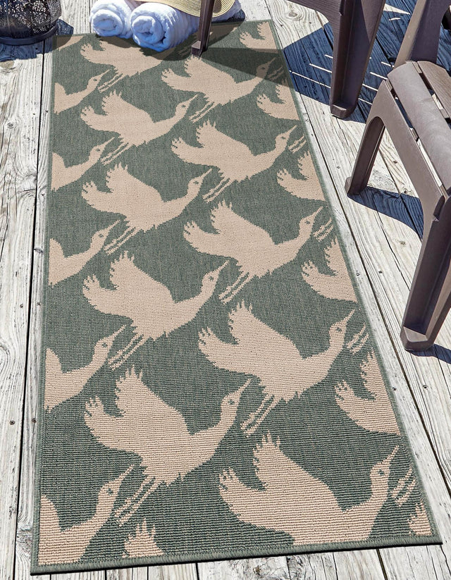Stone Blue 2' x 5' 1 Outdoor Coastal Runner Area Rug Weather Resistant for Patio, Deck, Terrace, Balcony, Porch 100% Polypropylene Coastal Decor Carpet for Sale at Rug Engine