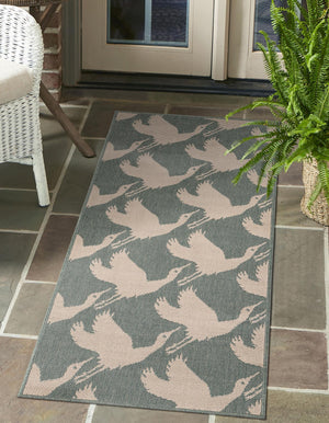 Stone Blue 2' x 8' Outdoor Coastal Runner Area Rug Weather Resistant for Patio, Deck, Terrace, Balcony, Porch 100% Polypropylene Coastal Decor Carpet for Sale at Rug Engine
