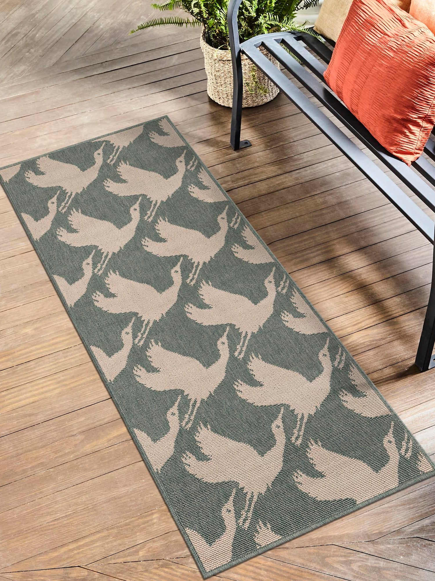 Stone Blue 2' x 5' 1 Outdoor Coastal Runner Area Rug Weather Resistant for Patio, Deck, Terrace, Balcony, Porch 100% Polypropylene Coastal Decor Carpet for Sale at Rug Engine