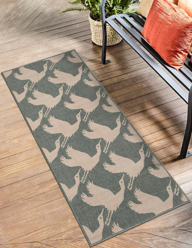 Stone Blue 2' x 5' 1 Outdoor Coastal Runner Area Rug Weather Resistant for Patio, Deck, Terrace, Balcony, Porch 100% Polypropylene Coastal Decor Carpet for Sale at Rug Engine