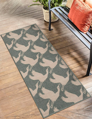 Stone Blue 2' 7 x 10' Outdoor Coastal Runner Area Rug Weather Resistant for Patio, Deck, Terrace, Balcony, Porch 100% Polypropylene Coastal Decor Carpet for Sale at Rug Engine